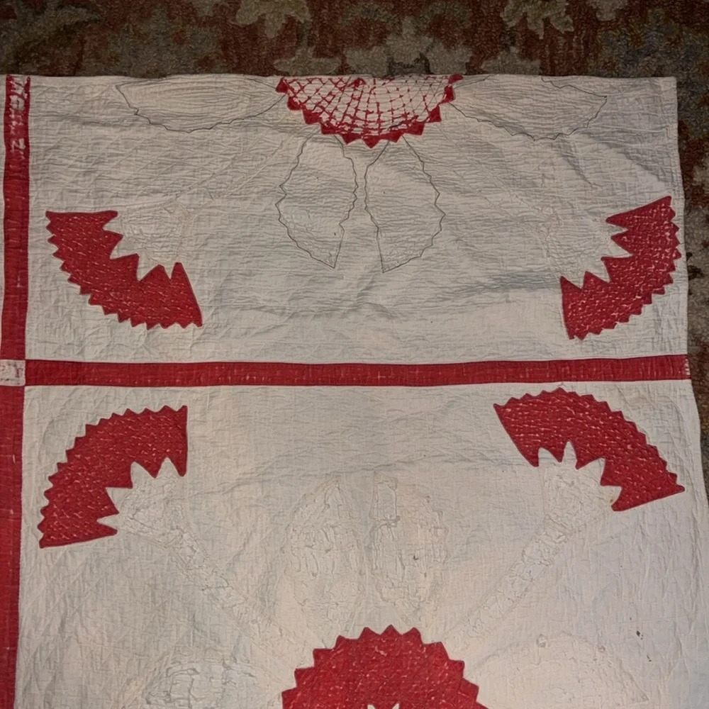 Antique handmade quilt 82” x 66” hand stitched patchwork